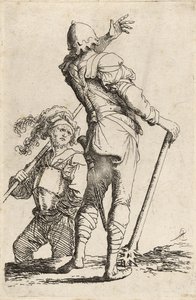 Two Warriors, One Holding a Mace and Turning to Beckon the Other